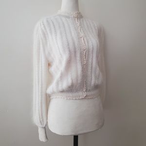 Antonella Preve Angora Silk Embellished Cardigan